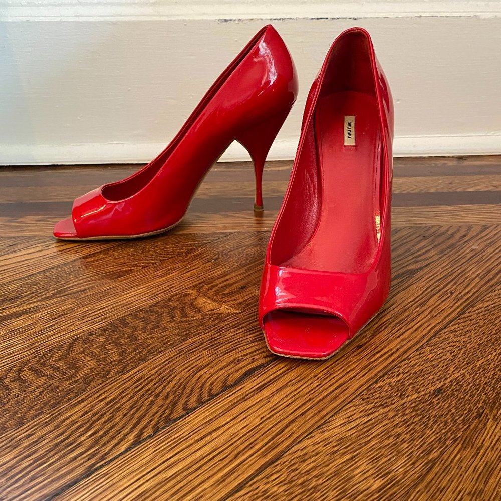 Miu Miu Red Patent Leather Heel